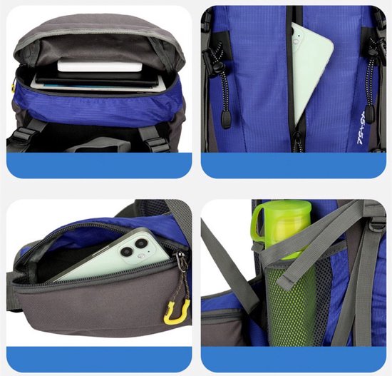 Large Rugzak 45L+5L - Zwart - Rugzak voor Hiken - Berg beklimmen - Wandelen - Reizen - Met regenhoes