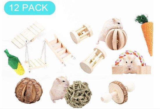 Hamster Speelgoed Set 12 Stuks - Premium - Knaagdier - Dierenaccessoire