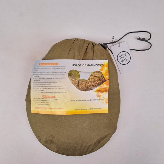 Hangmat 250x 120 cm - Met klamboe - Camouflage - 2 Persoons Hangmat - In Opbergtas + Bevestigingstouwen - Survival