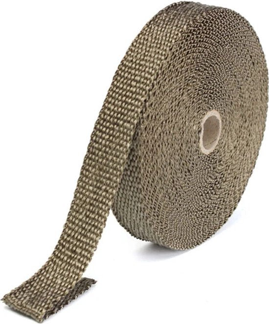 Hitteband - Titanium Beige - 10m rol - 2,5cm breed - Glasvezel - Uitlaat - Auto - Motor