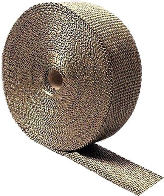 Hitteband - Titanium Beige - 10m rol - 2,5cm breed - Glasvezel - Uitlaat - Auto - Motor