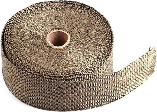 Hitteband - Titanium Beige - 10m rol - 2,5cm breed - Glasvezel - Uitlaat - Auto - Motor