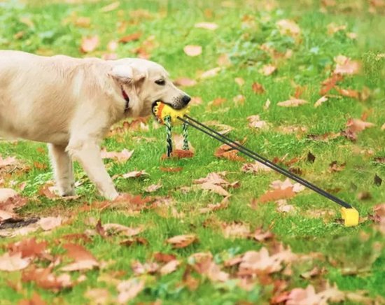 Dog Toy Ball with Rope - Yellow - Chew Bone - Dog Toy - Chew Toy - Indestructible - Fetch - Suitable for all dogs