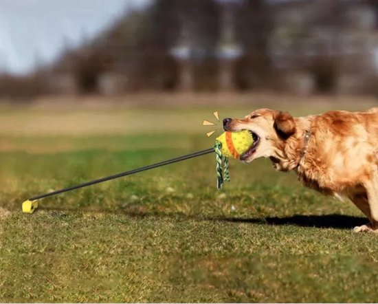 Dog Toy Ball with Rope - Yellow - Chew Bone - Dog Toy - Chew Toy - Indestructible - Fetch - Suitable for all dogs