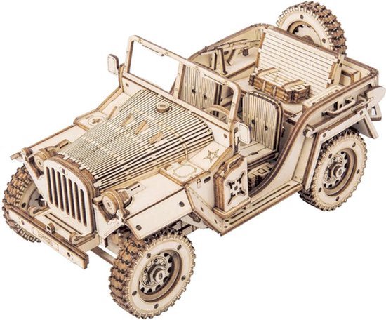 Jeep 3D Puzzel - Modelbouwpakket - Auto - Hout - Bouwpakket - Bouwpakketten - Volwassenen en Kinderen - Bouwset - Houten Puzzel - Zonder lijm - Schaal 1:18 - 369 Stukjes