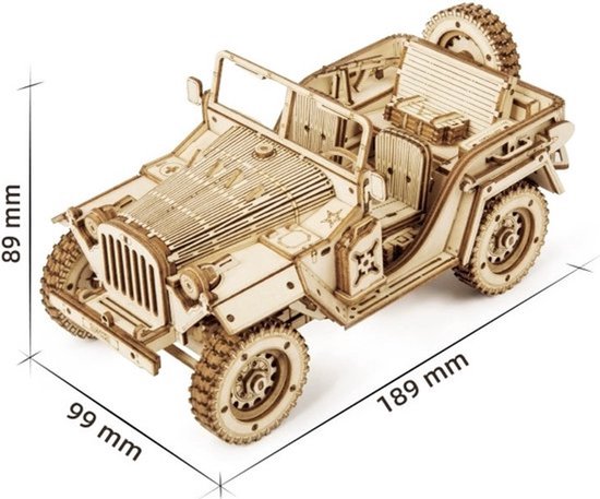 Jeep 3D Puzzel - Modelbouwpakket - Auto - Hout - Bouwpakket - Bouwpakketten - Volwassenen en Kinderen - Bouwset - Houten Puzzel - Zonder lijm - Schaal 1:18 - 369 Stukjes