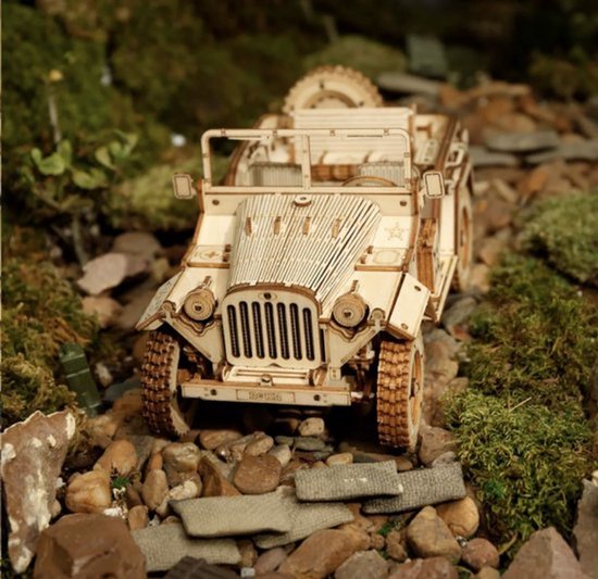 Jeep 3D Puzzel - Modelbouwpakket - Auto - Hout - Bouwpakket - Bouwpakketten - Volwassenen en Kinderen - Bouwset - Houten Puzzel - Zonder lijm - Schaal 1:18 - 369 Stukjes
