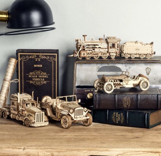 Jeep 3D Puzzel - Modelbouwpakket - Auto - Hout - Bouwpakket - Bouwpakketten - Volwassenen en Kinderen - Bouwset - Houten Puzzel - Zonder lijm - Schaal 1:18 - 369 Stukjes