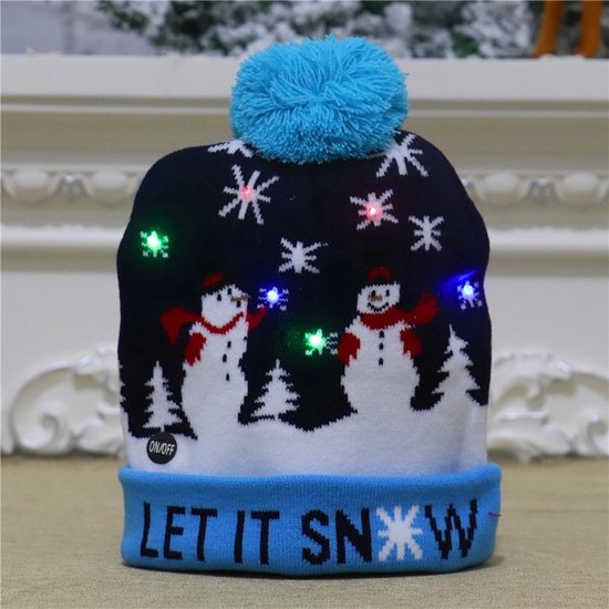 Santa Hoed - Met Licht - Kerstman - Sneeuwman - Kerstmis - Winter - Warm - Sneeuwpop