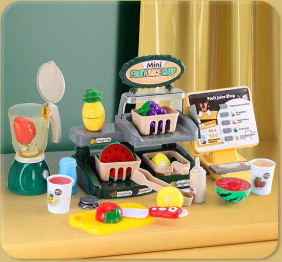 Kinder speelgoed - Sapbar - Fruitsap kraam - 35 delig - Speelgoedwinkeltje - Drinken kraam - Winkel
