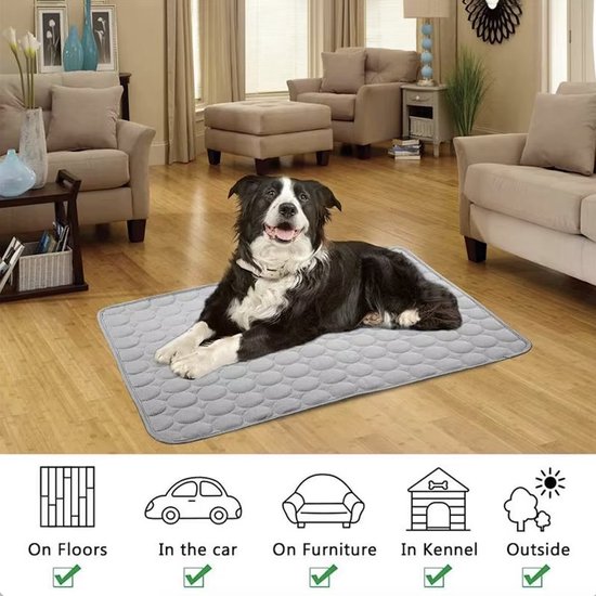 Koelmat - Dieren - 100cm x 70cm - Grijs - Verkoeling - Hond - Kat