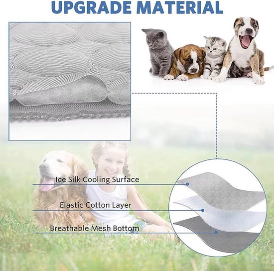 Koelmat - Dieren - 100cm x 70cm - Grijs - Verkoeling - Hond - Kat