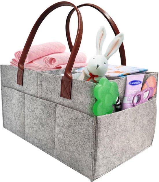 Luiertas en Verzorgingstas Vilt - Reistas - Baby Tas Met Isoleervak - Luiertas - Rugzak - Kraamcadeau - Grijs - Vintage