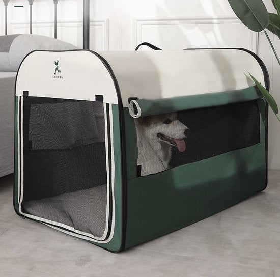 Opvouwbare Hondenbench - Maat L - Hondenbench - Hond - Mand - Vervoer - Groen - Draagbaar - Tas -