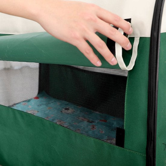 Opvouwbare Hondenbench - Maat S - Hondenbench - Hond - Mand - Vervoer - Groen - Draagbaar - Tas