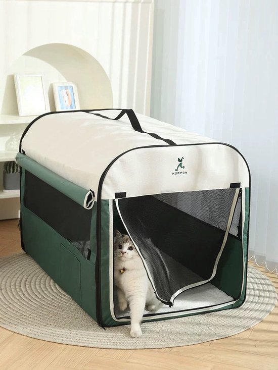 Opvouwbare Hondenbench - Maat S - Hondenbench - Hond - Mand - Vervoer - Groen - Draagbaar - Tas