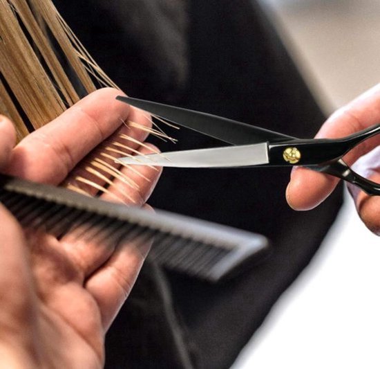 Professional 10 in 1 kappersset - Zwarte Scharen - kapperset - Scherpe Scharen - Kapper - Kapmantel - Kappersmantel - Kapperschort - Uitdunschaar - Haarschaar - Kapperskam - Kappersschaar - effileerschaar - kappersschaar Rechtshandig