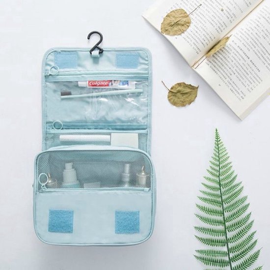 Reis Toilettas Lichtblauw met Haak Travel Etui Organizer voor Toiletartikelen Kamperen & Reizen Accessoires - Toilettas voor Dames en Heren
