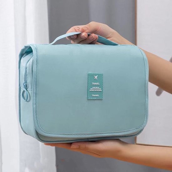 Reis Toilettas Lichtblauw met Haak Travel Etui Organizer voor Toiletartikelen Kamperen & Reizen Accessoires - Toilettas voor Dames en Heren