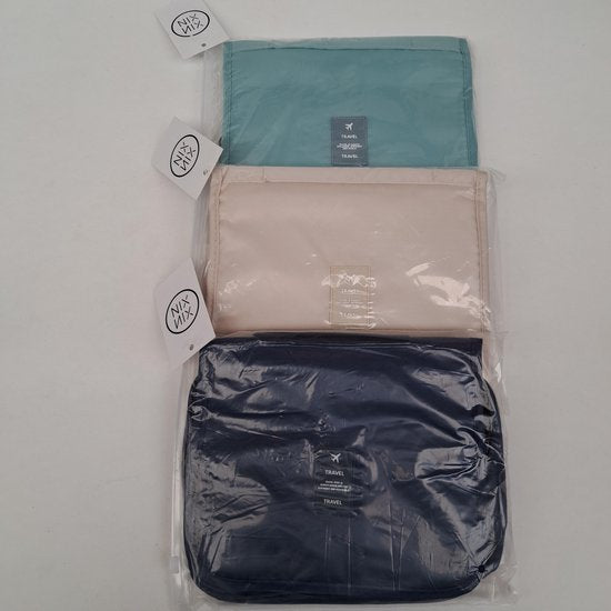 Reis Toilettas Lichtblauw met Haak Travel Etui Organizer voor Toiletartikelen Kamperen & Reizen Accessoires - Toilettas voor Dames en Heren
