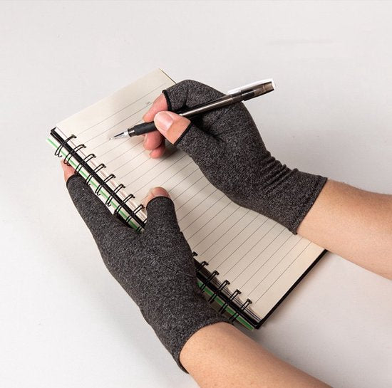 Reuma Handschoenen met Grip - 1 Paar - Artrose - artritis - Maat L - Thuiswerk handschoenen - Grijs - Compressie Handschoenen - Carpaal Tunnel