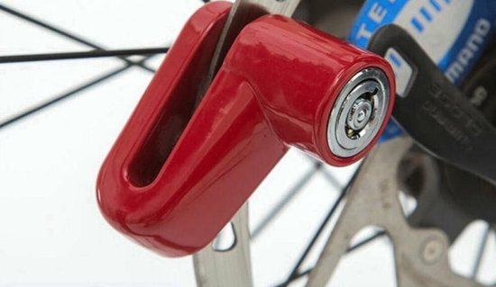Schijfremslot voor motorfietsen, scooters en fietsen met schijfremmen - Rood - Universeel - 5,5 mm met kabel - Slot