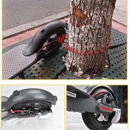 Schijfremslot voor motorfietsen, scooters en fietsen met schijfremmen - Rood - Universeel - 5,5 mm met kabel - Slot