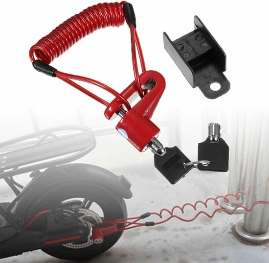 Discusslot voor motoren, scooters en fietsen met schijfremmen - Zwart - Universeel - 5,5 mm met kabel - Slot