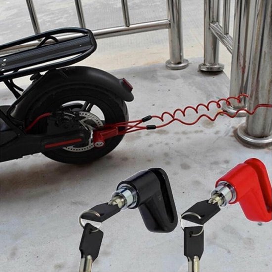 Discusslot voor motoren, scooters en fietsen met schijfremmen - Zwart - Universeel - 5,5 mm met kabel - Slot