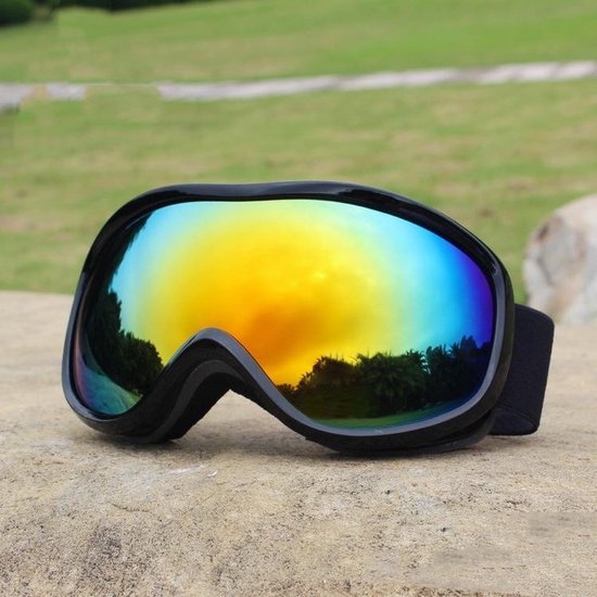 Skibril Zwart - Snowboardbril - UV Bescherming - Verstelbare Ski/Snowboard bril - Unisex - Multi glas