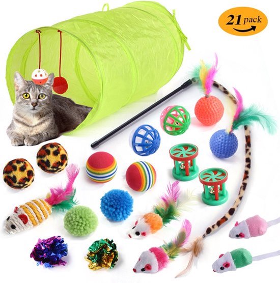 Kattenspeelgoedset - 21-delig - Kat speelgoed set - Kitten - Kat - Muis