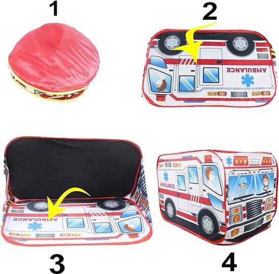 Speeltent ambulance - Kindertent - Speelhuis - Speelgoed - Pop-up