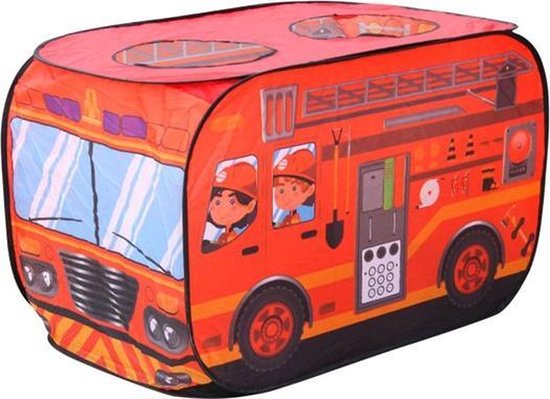 Brandweerauto speeltent - Kindertent - Speelhuis - Speelgoed - Pop-up