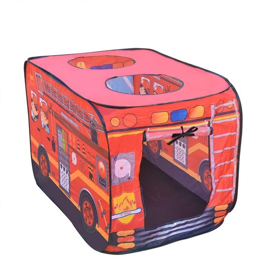 Brandweerauto speeltent - Kindertent - Speelhuis - Speelgoed - Pop-up