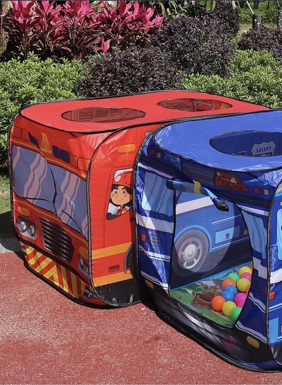 Brandweerauto speeltent - Kindertent - Speelhuis - Speelgoed - Pop-up