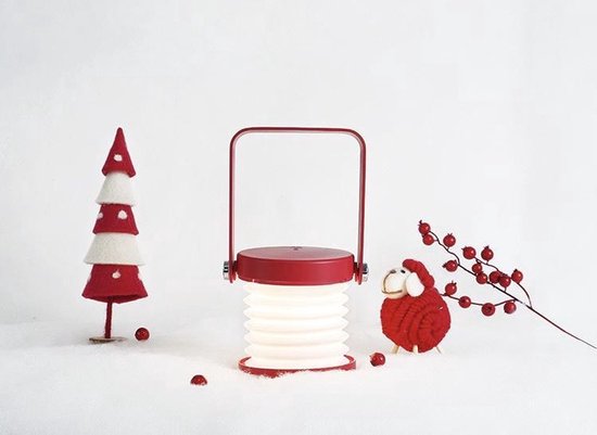 Tafellamp - Rood - 70 UUR Draadloos - Uitklapbaar - Bureaulamp - Nachtlampje - Leeslampje - LED - Dimbaar met Sensor (Rood) - Nachtlamp - Lamp - Modern