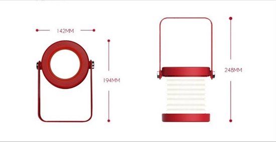 Tafellamp - Rood - 70 UUR Draadloos - Uitklapbaar - Bureaulamp - Nachtlampje - Leeslampje - LED - Dimbaar met Sensor (Rood) - Nachtlamp - Lamp - Modern