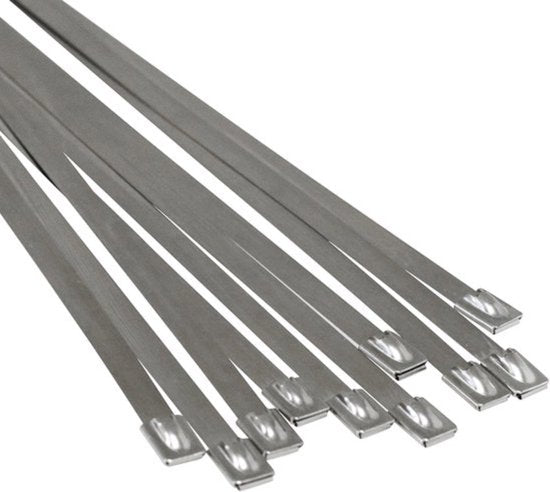 Kabelbinders - RVS - 24 stuks - Lengte: 300 mm - Breedte: 4.6 mm - Roestvrij staal - Kabelbinder - Tie-wrap