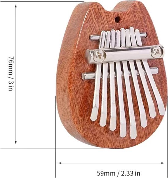 Vingerpiano - Mini-kalimba - 8 toetsen - Mahoniehout - Muziekinstrument