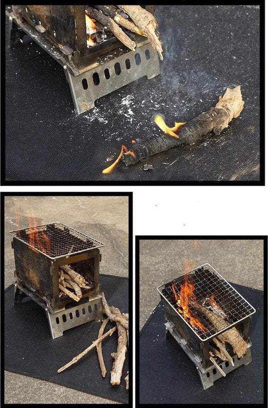 Fireproof mat 600x520mm - BBQ - Safety - Size L - Camping - Camp - Fire - Fireplace - Flame retardant protective mat