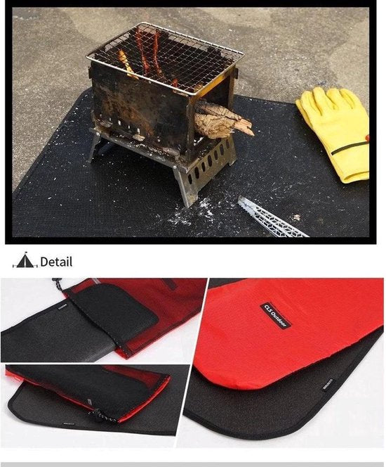 Fireproof mat 600x520mm - BBQ - Safety - Size L - Camping - Camp - Fire - Fireplace - Flame retardant protective mat