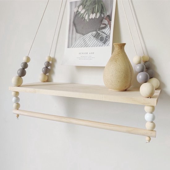 Wandplank - 38cm x 14cm x 1,2cm - Babykamer - Hangend - Nordic - Kinderkamer - Hout - Kledinghanger