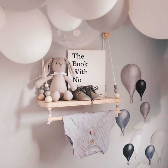 Wandplank - 38cm x 14cm x 1,2cm - Babykamer - Hangend - Nordic - Kinderkamer - Hout - Kledinghanger