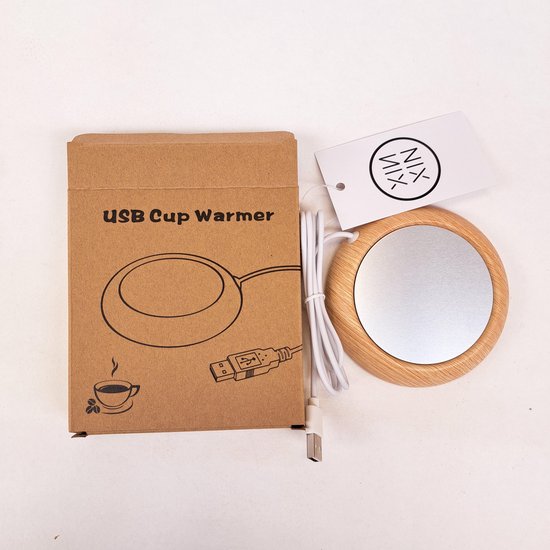 Warmhoud onderzetter Hout - Cup Warmer met USB Aansluiting - Geschikt voor Bekers en Glazen - Mok Warmer