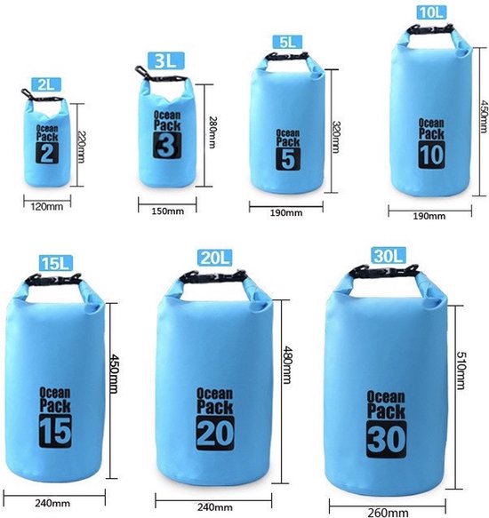 Waterdichte Tas - Droge zak - 10L - Grijs - Ocean Pack - Droge zak - Survival Outdoor Rugzak - Droogzakken - Boottas - Zeiltas