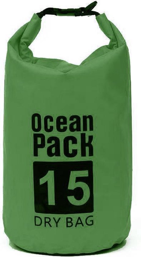 Waterdichte Tas - Droge zak - 15L - Groen - Ocean Pack - Droge zak - Survival Outdoor Rugzak - Droogzakken - Boottas - Zeiltas