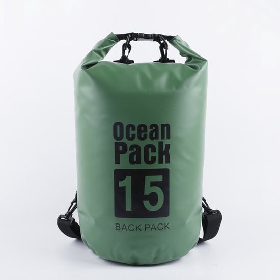 Waterdichte Tas - Droge zak - 15L - Groen - Ocean Pack - Droge zak - Survival Outdoor Rugzak - Droogzakken - Boottas - Zeiltas
