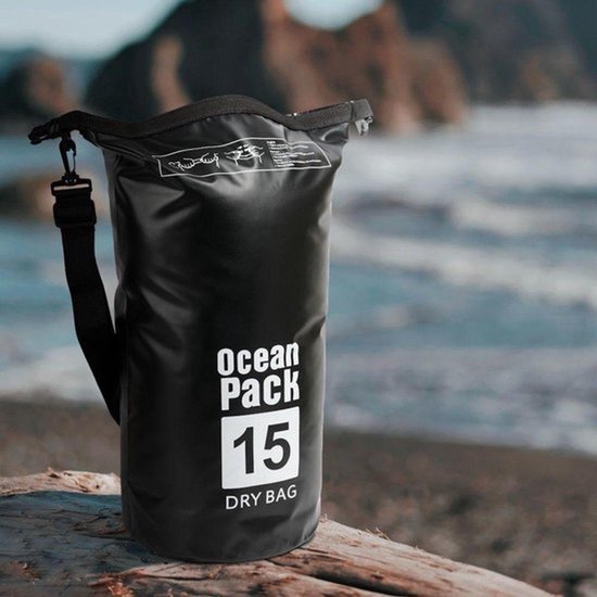 Waterdichte Tas - Droge zak - 15L - Zwart - Ocean Pack - Droge Zak - Survival Outdoor Rugzak - Droogtassen - Boottas - Zeiltas