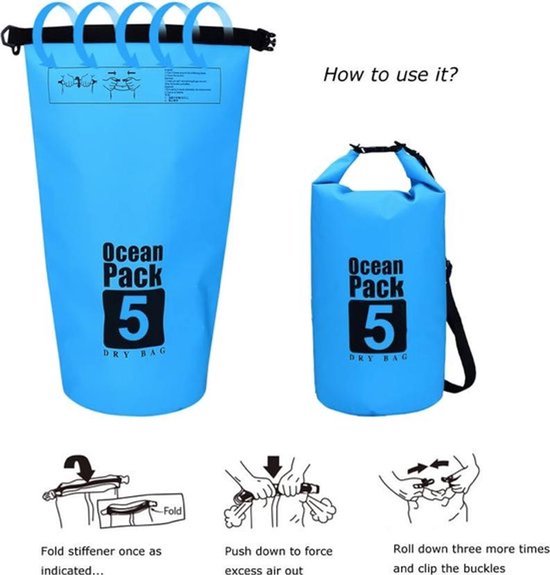 Waterdichte Tas - Droge zak - 5L - Zwart - Ocean Pack - Droge Zak - Survival Outdoor Rugzak - Droogtassen - Boottas - Zeiltas