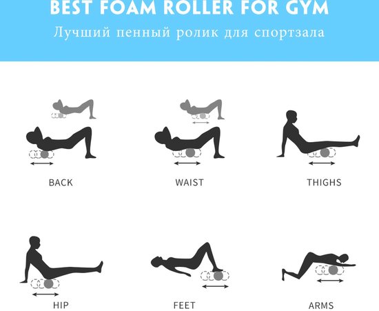 Yoga EVA massage Roller - Foam Rol - Rug - Gym - Fitness - Spier - Pilates - Foamroller - Lichtblauw
